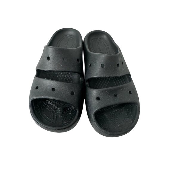 Crocs Black Slide Sandals Womens J5 Comfortable Lightweight Slip-On Rubber Shoes - Picture 1 of 5